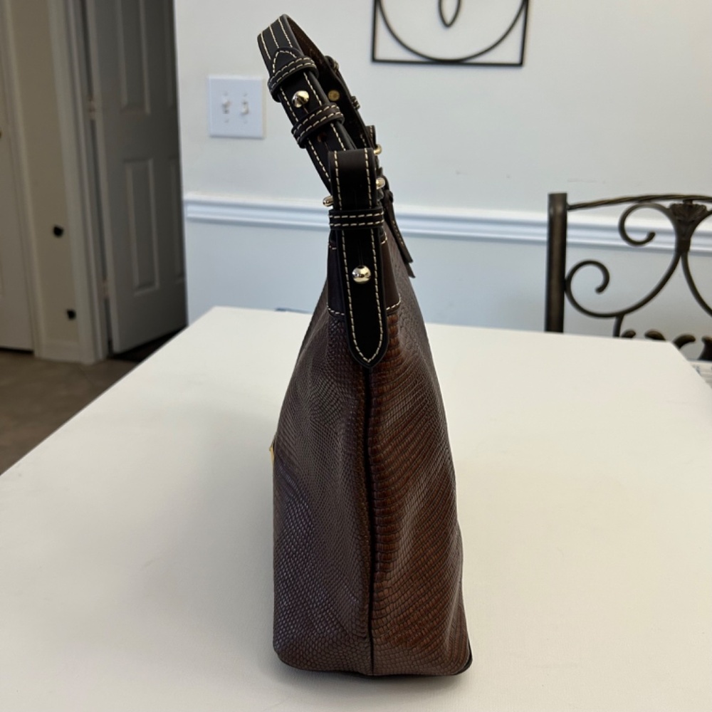 Dooney & Bourke Embossed Lizard Hobo Sholder Bag in Brown - Picture 7 of 10
